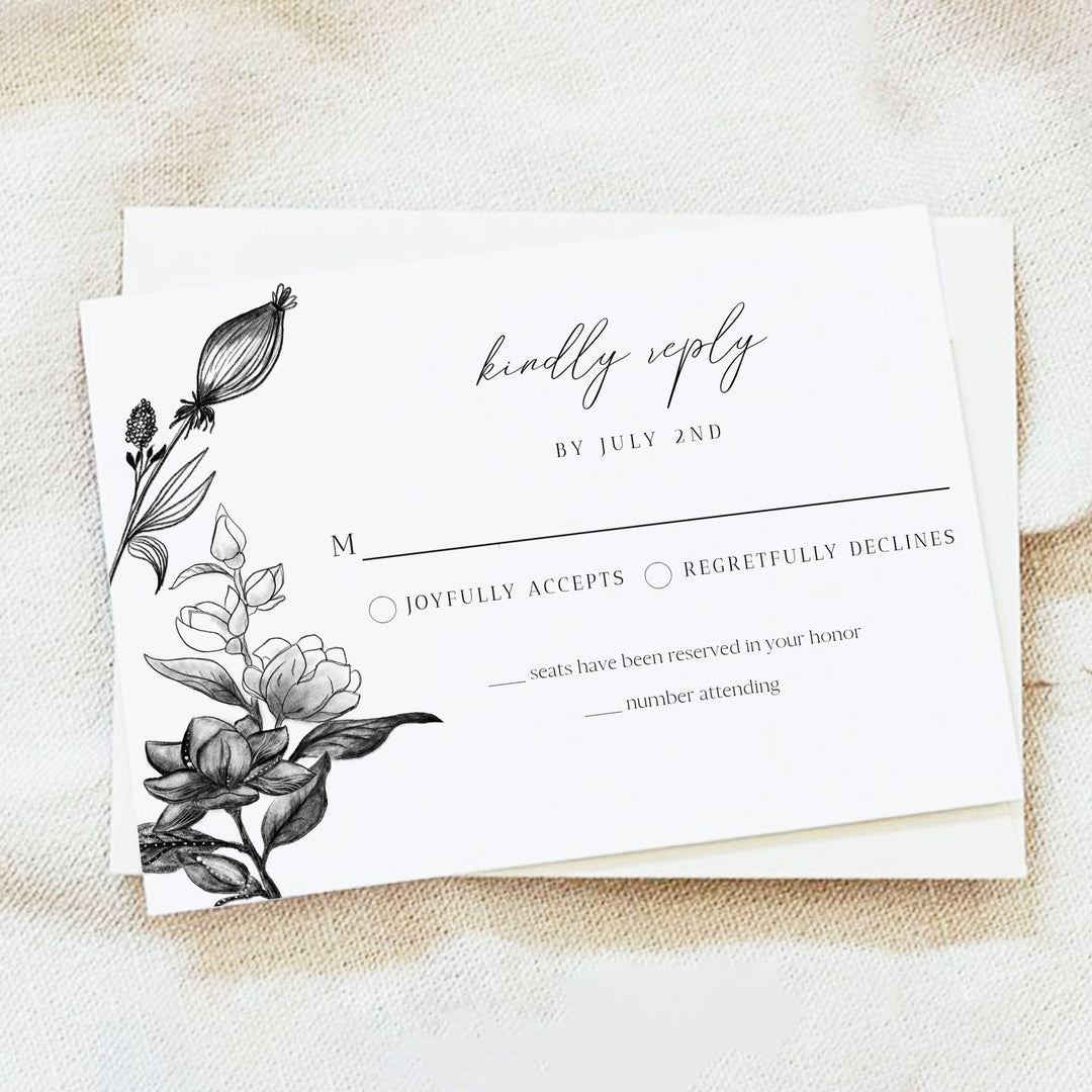 NOVA Til Death Do Us Part Black Gothic Wedding Invitation Set