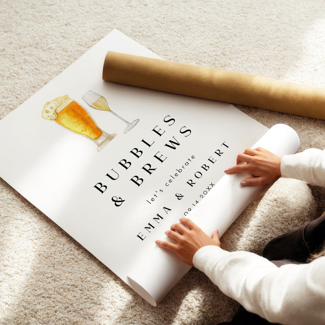 CHARLIE Bubbles and Brews Minimalist Wedding Welcome Sign