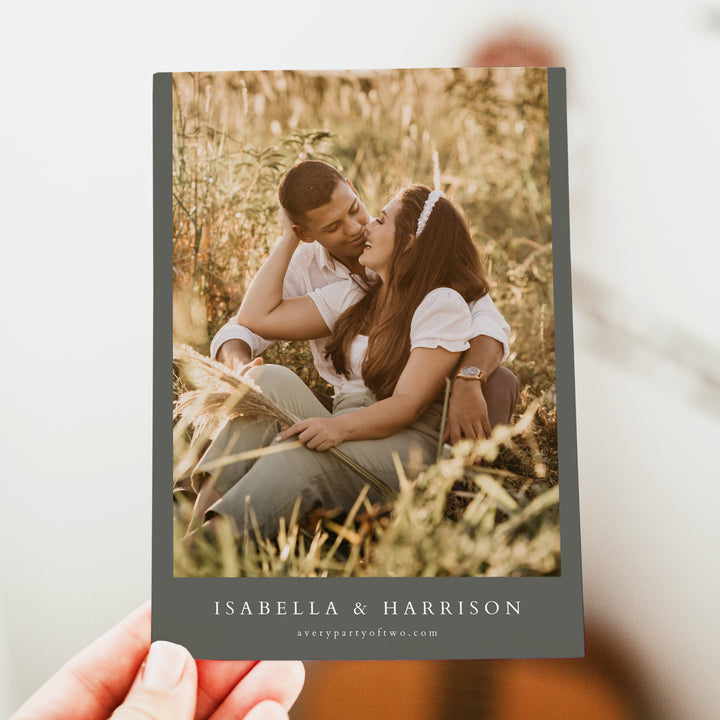 NINA Sage Green Boho Photo Save the Date Wedding Invitation