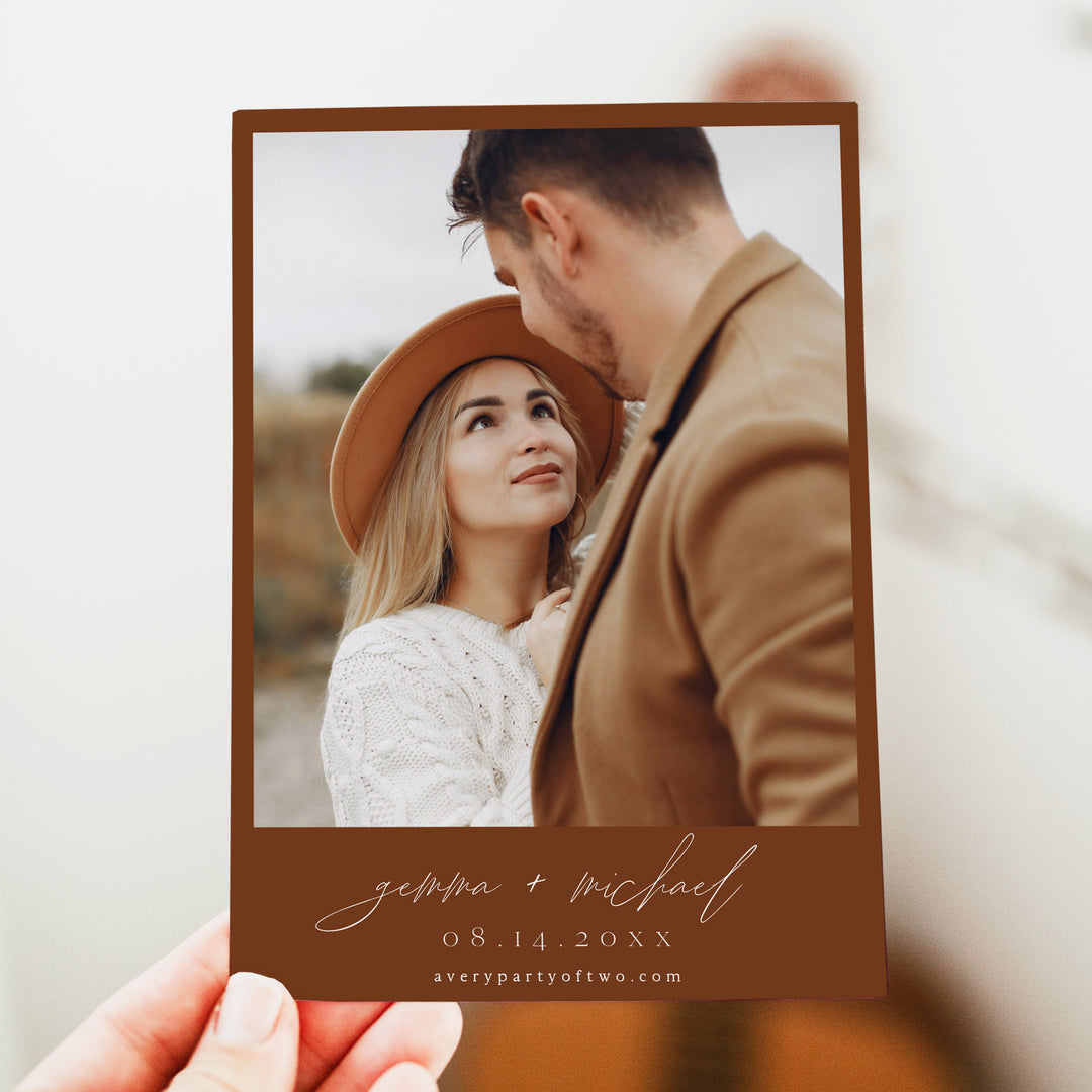 JAYLA Modern Copper Boho Photo Wedding Invitation