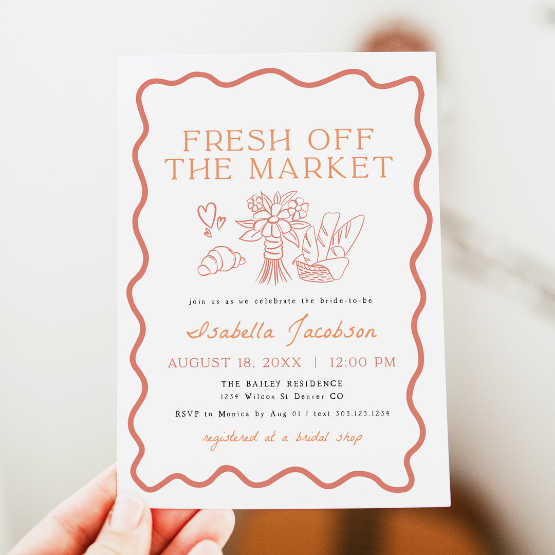 ELIZA Fresh Off The Market Whimsical Bridal Brunch Invitation