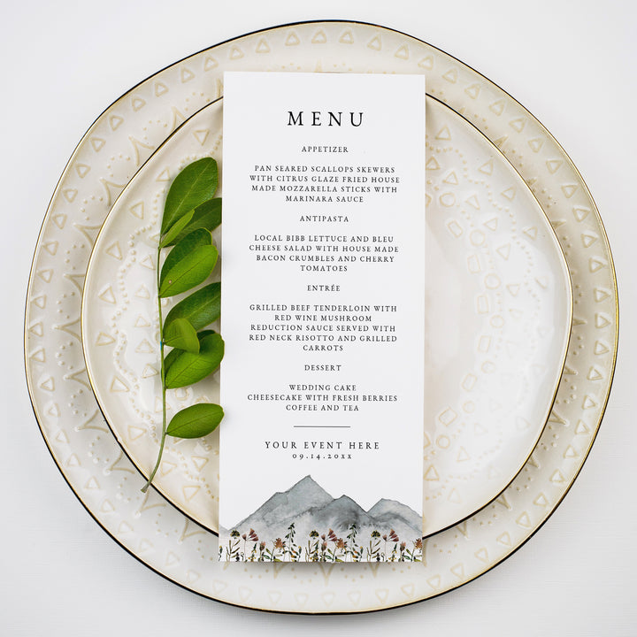 HEIDI Rustic Outdoor Wedding Reception Menu Cards