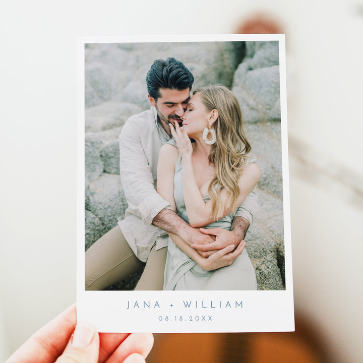 KENNEDY Light Blue Coastal Wedding Invitation with Photo