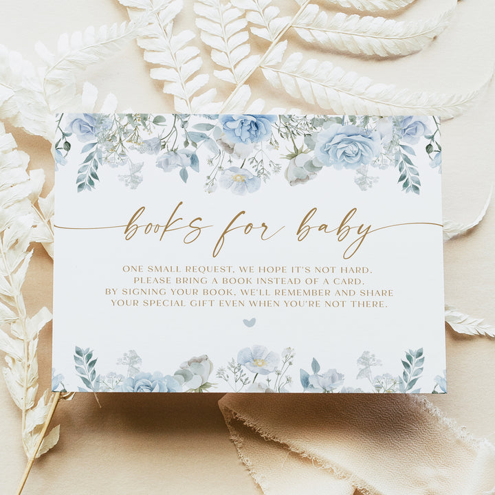 FLEUR Dusty Blue Floral Baby Shower Invitation Suite