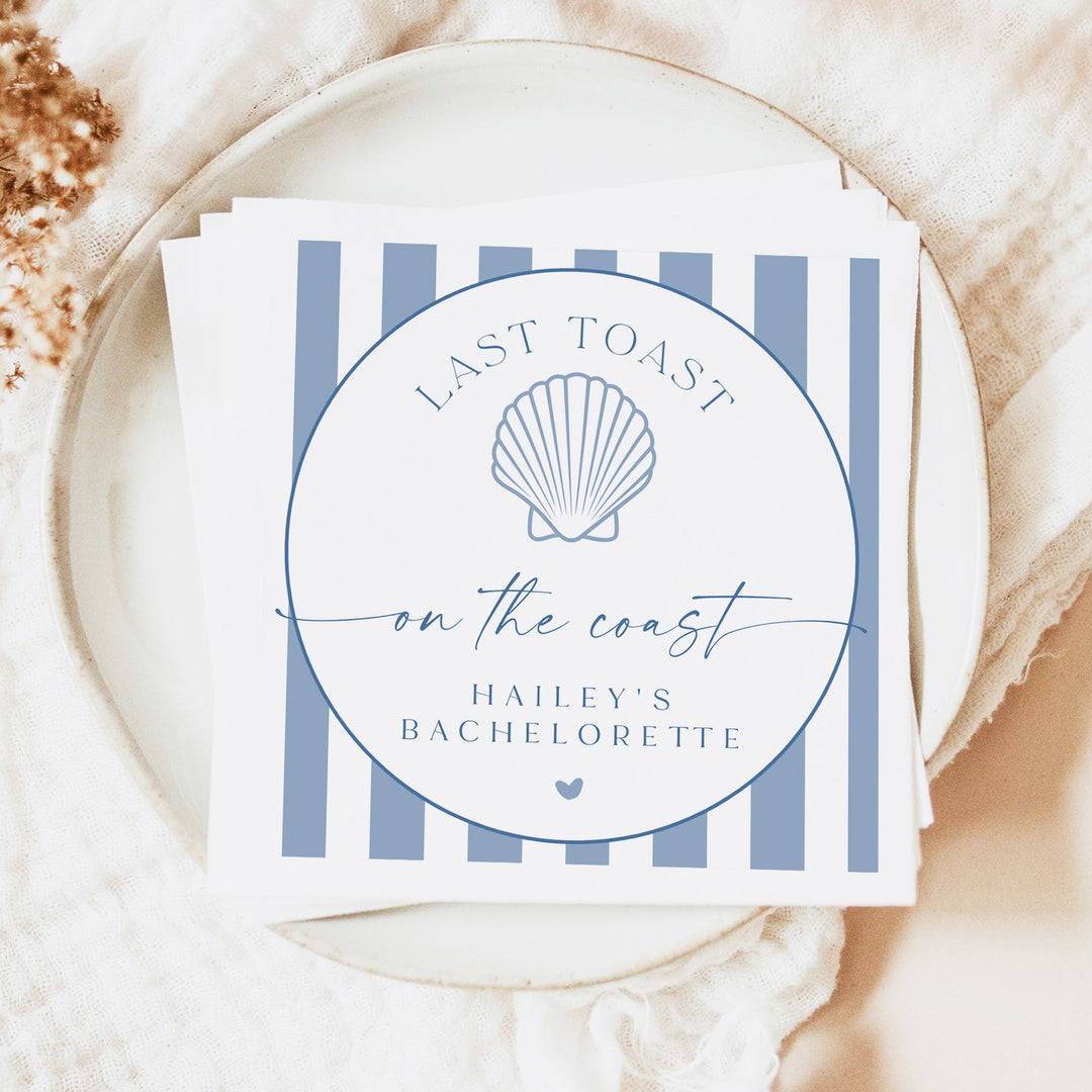 HAILEY Last Toast on the Coast Nautical Bachelorette Napkins Personalized
