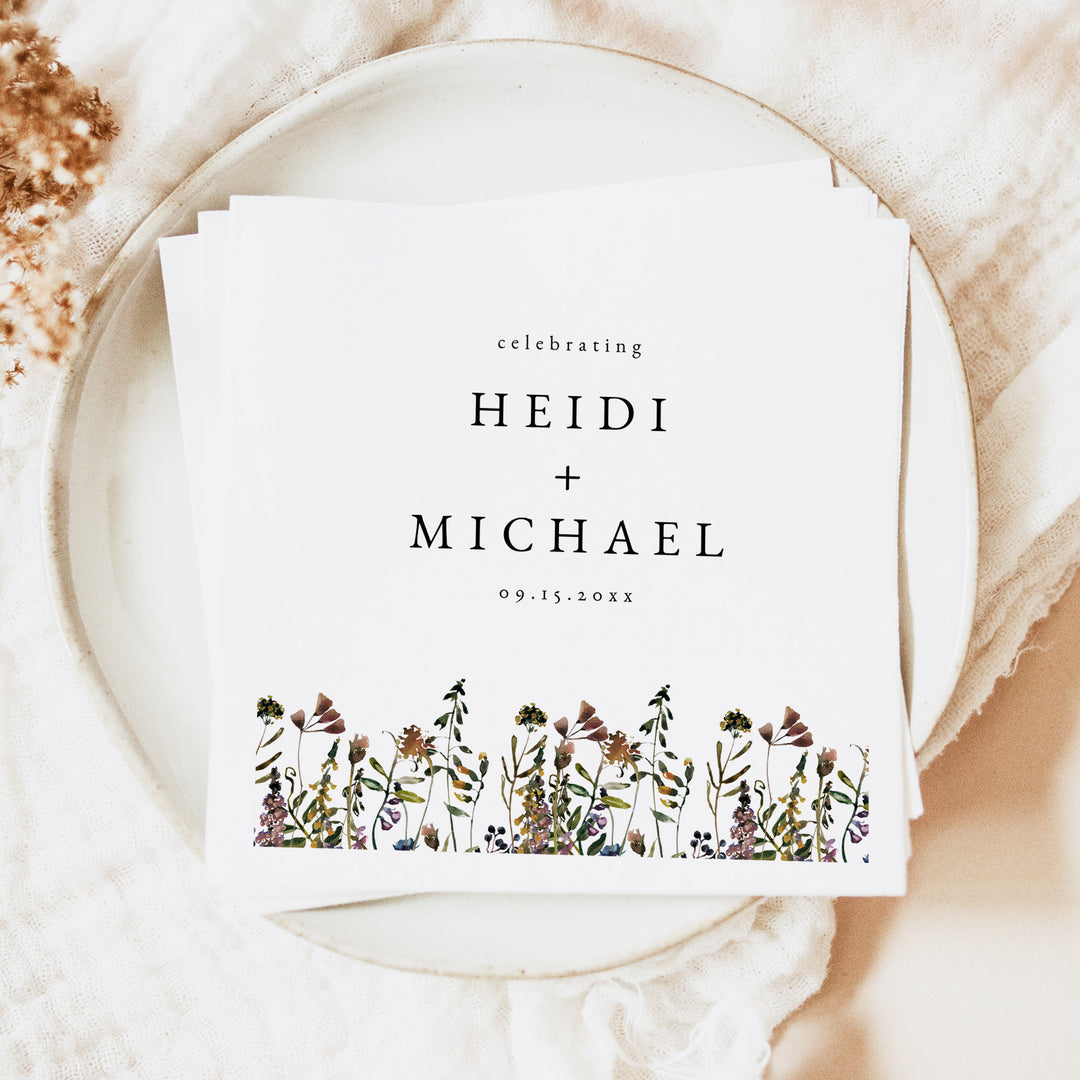 HEIDI Bohemian Wildflower Wedding Reception Napkins