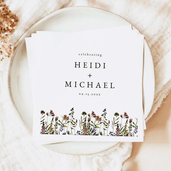HEIDI Bohemian Wildflower Wedding Reception Napkins