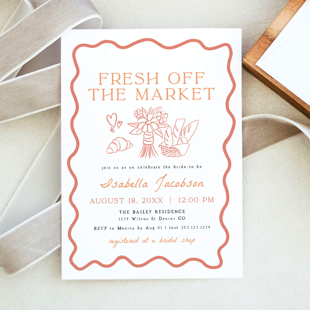 ELIZA Fresh Off The Market Whimsical Bridal Brunch Invitation