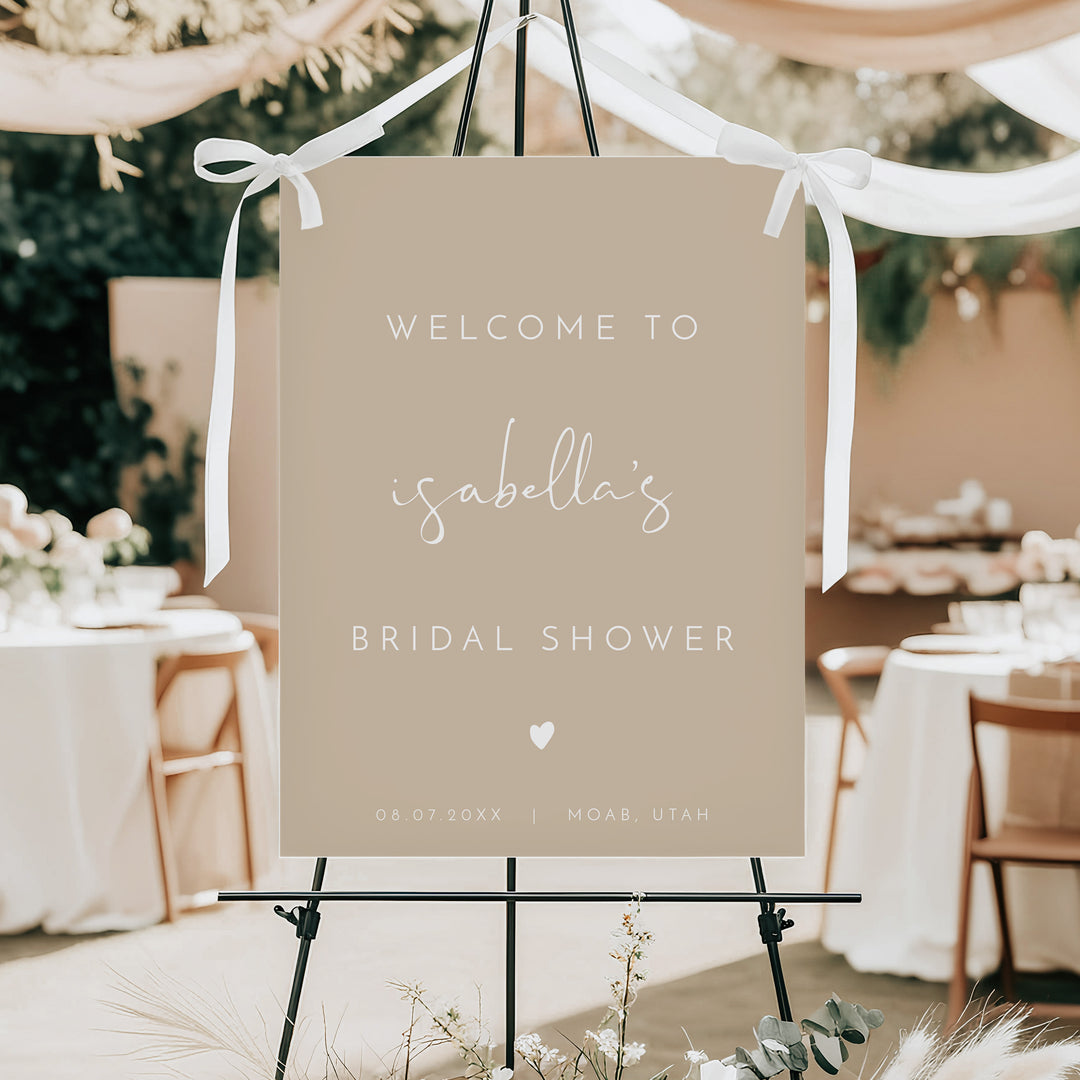 INDIE Rustic Beige Bridal Shower Welcome Sign