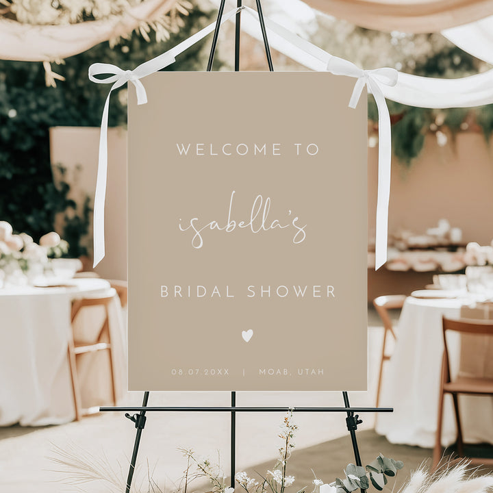 INDIE Rustic Beige Bridal Shower Welcome Sign