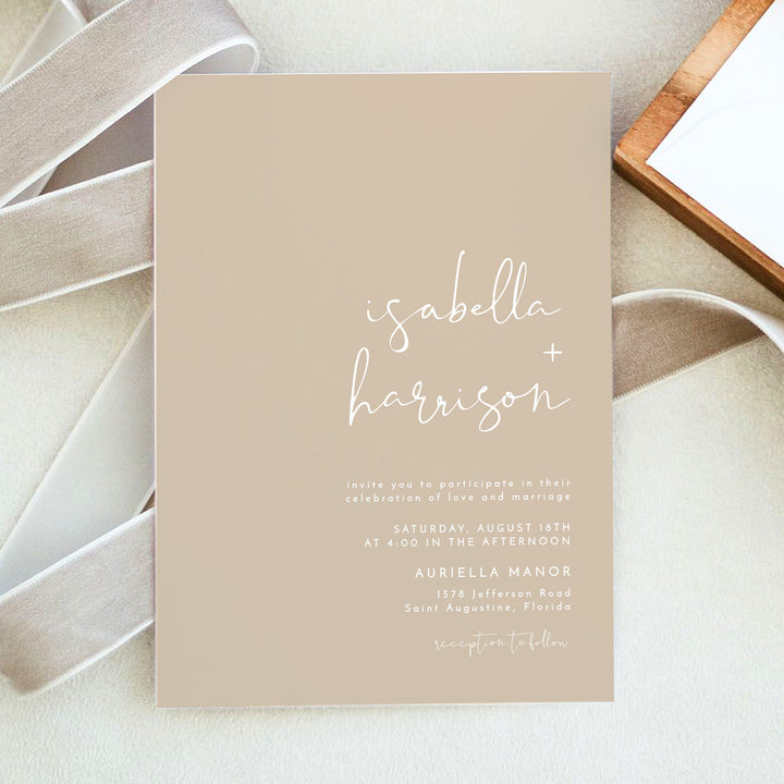 INDIE Simple Beige Boho Photo Wedding Invitation