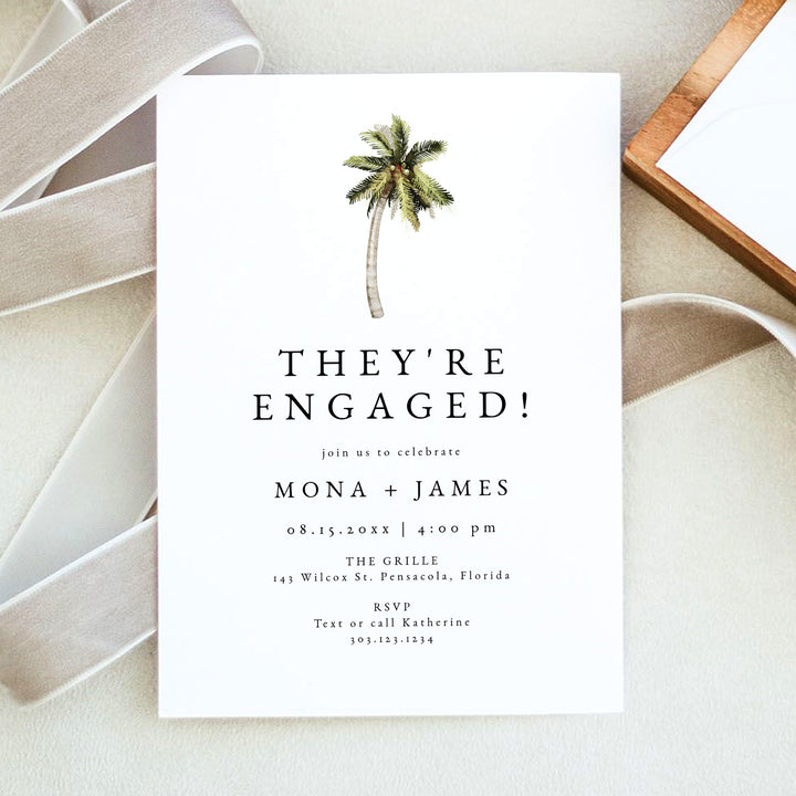 MONA They're Engaged Tropical Beach Engagement Party Invitations
