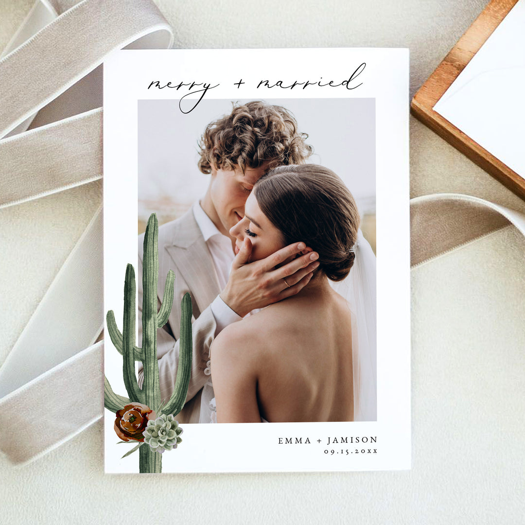 ELEANOR Merry and Married Southwestern Boho Christmas Card with Photos