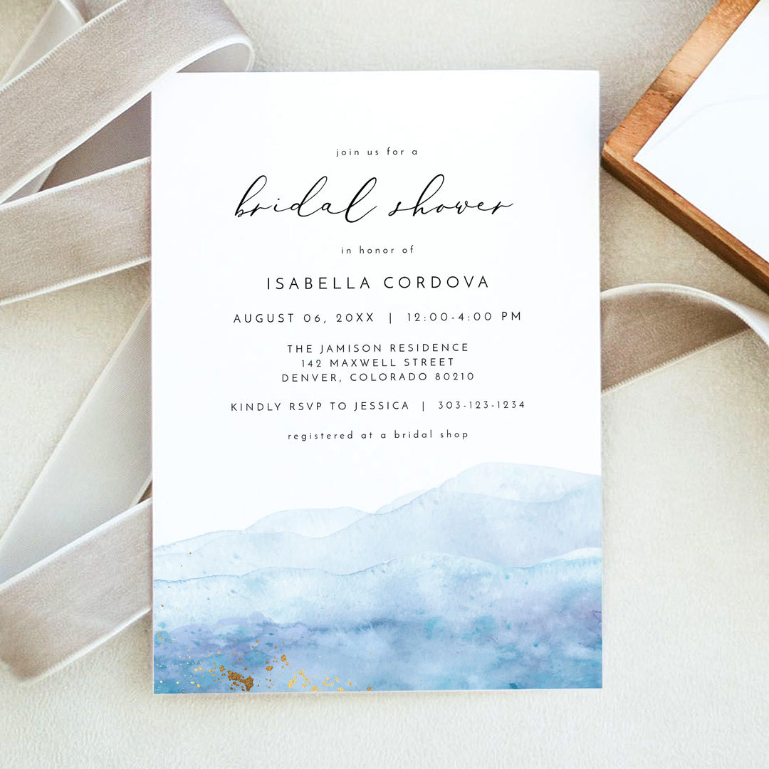 BLAKELY Elegant Coastal Summer Bridal Shower Invitation
