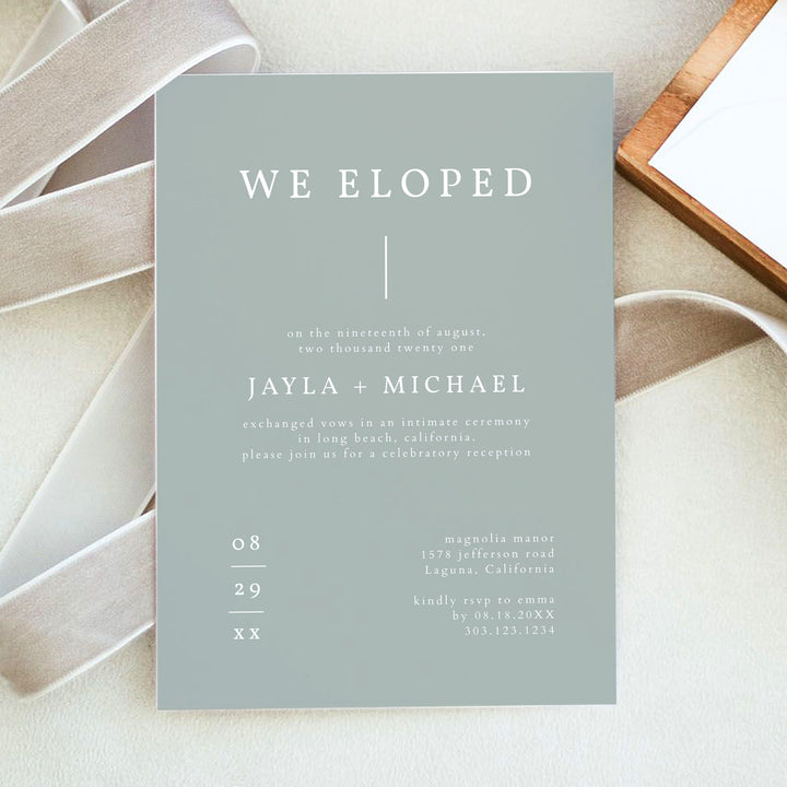 NINA We Eloped Modern Boho Elopement Reception Invitation