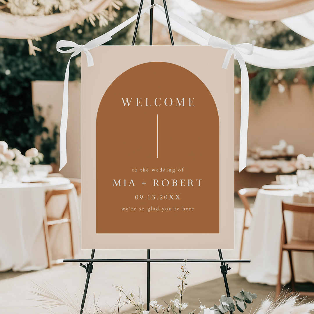 MIA Terracotta Boho Arch Wedding Welcome Sign