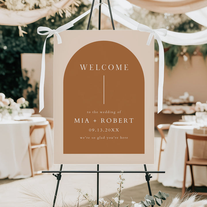 MIA Terracotta Boho Arch Wedding Welcome Sign