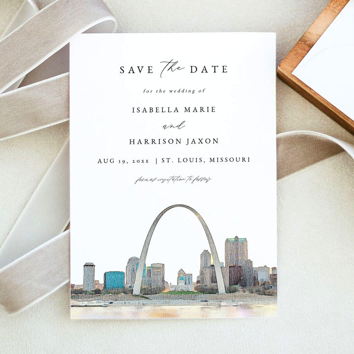 ST LOUIS Missouri Destination Wedding Save the Date Invites with Photo
