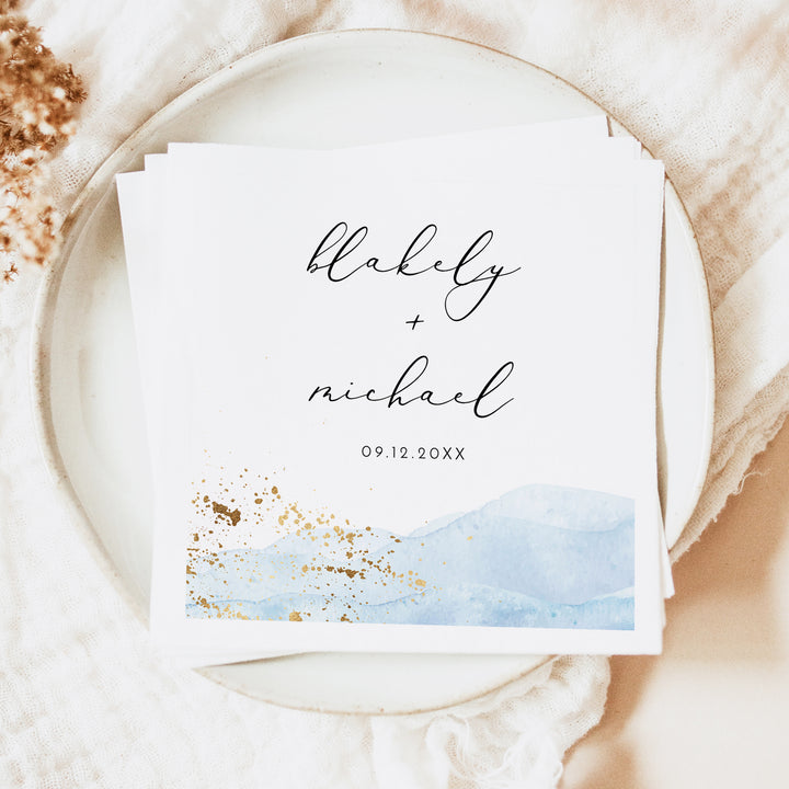 BLAKELY Personalized Elegant Beach Wedding Napkins