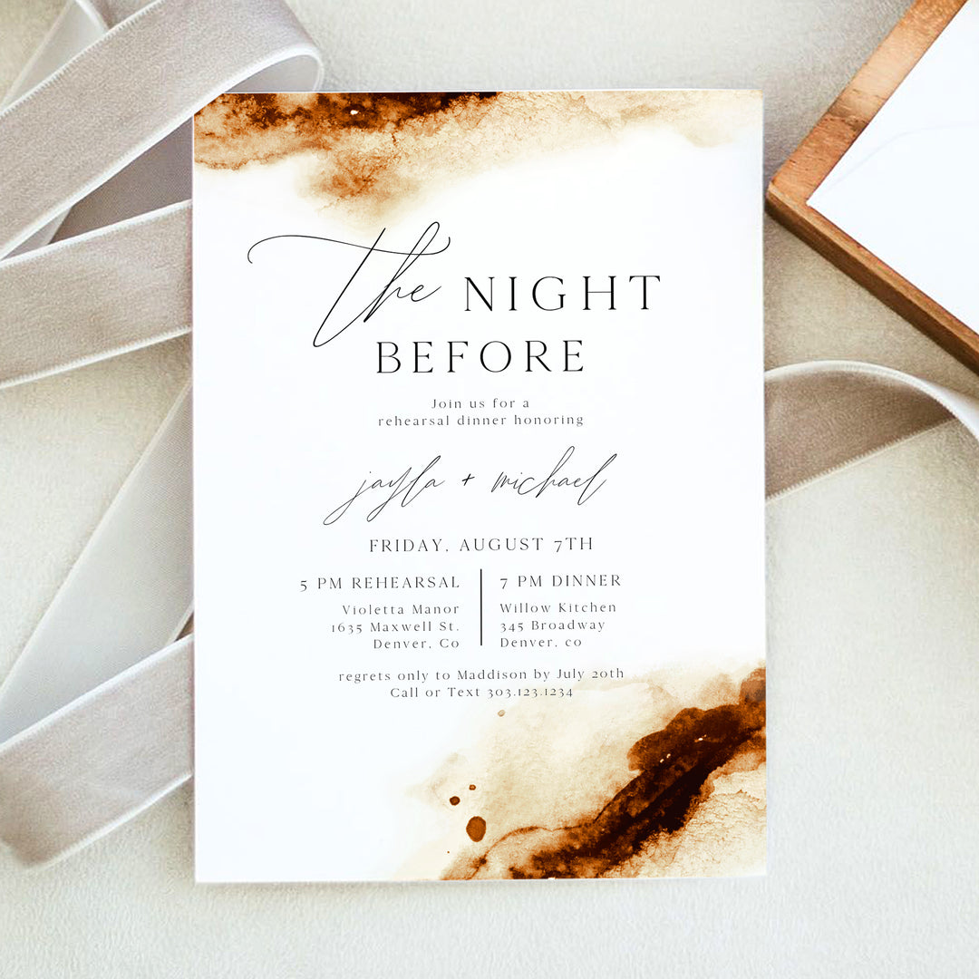 JAYLA Minimalist The Night Before Wedding Rehearsal Dinner Invitation