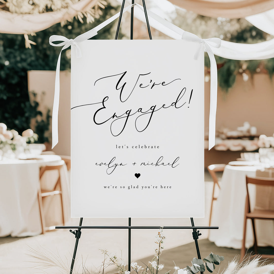 EVELYN We're Engaged Minimalist Engagement Party Sign