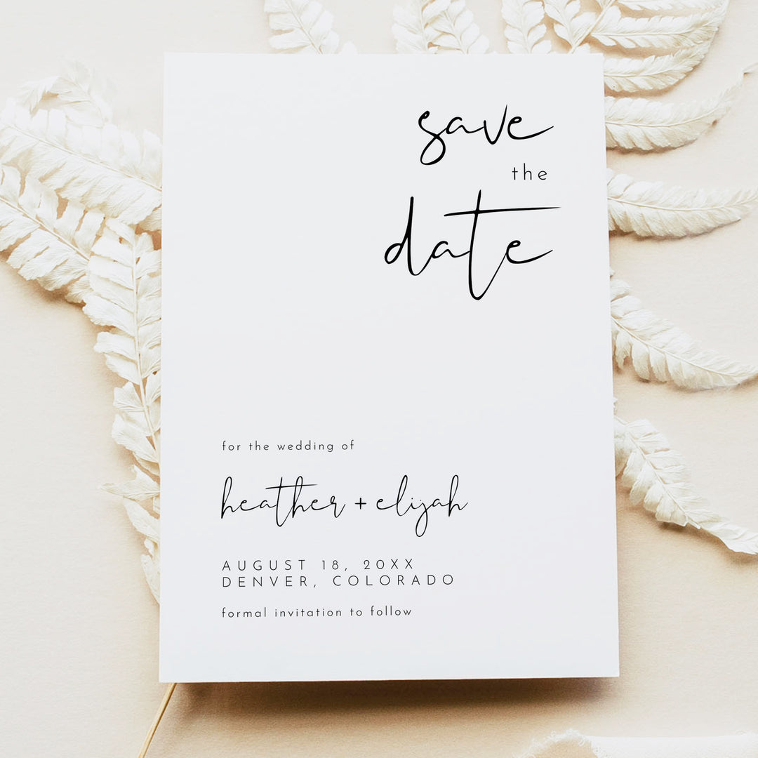 ADELLA Edgy Modern Minimalist Save the Date Printed or Digital Download