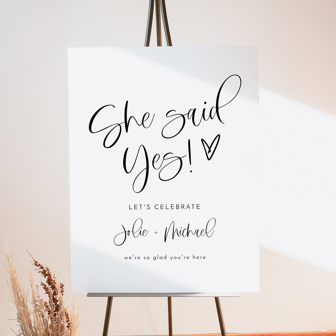JOLIE She Said Yes Engagement Party Welcome Sign