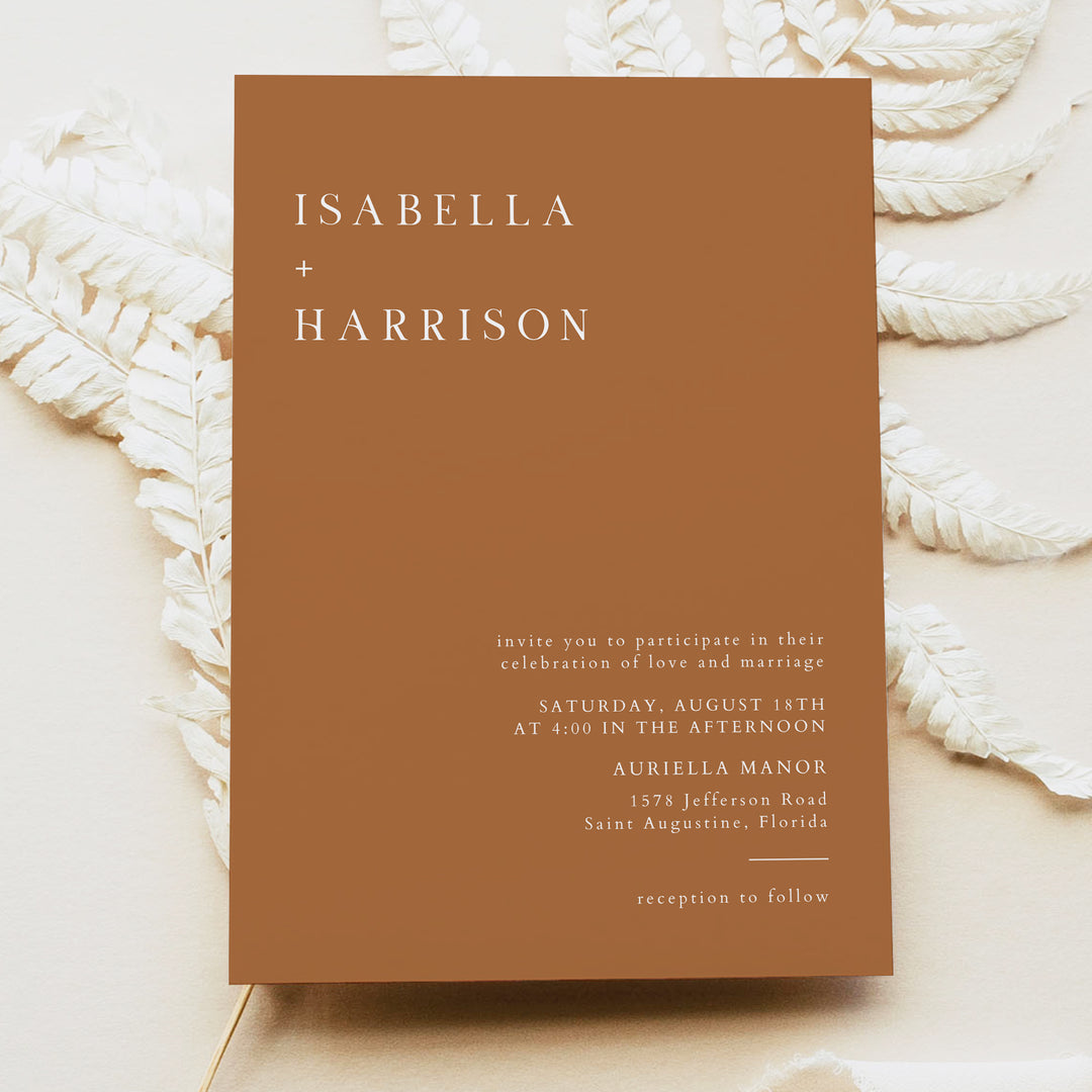 MIA Modern Burnt Orange Photo Wedding Invitation Bundle
