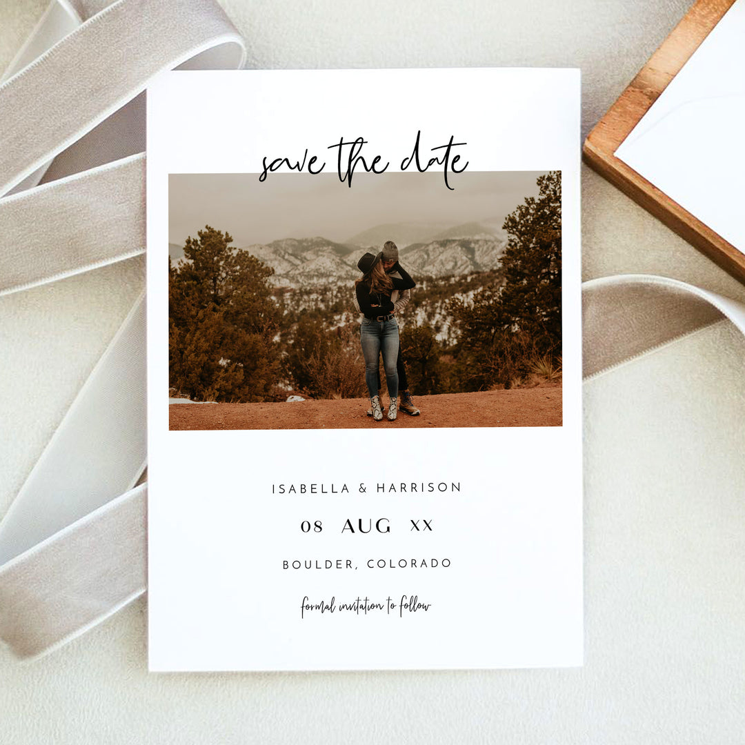 WILLOW Simple Luxury Wedding Photo Save the Date Cards