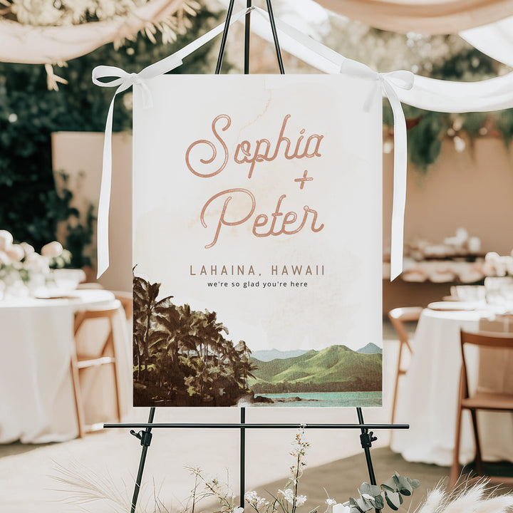 NANI Hawaiian Beach Destination Wedding Welcome Sign