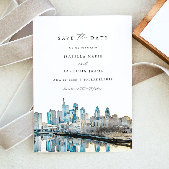 PHILADELPHIA Skyline Photo Save the Date Cards