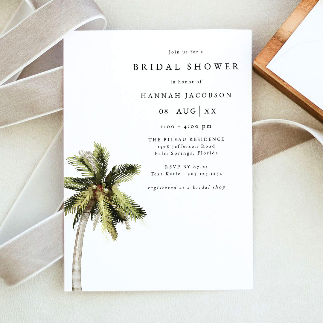 MONA Tropical Palm Tree Bridal Shower Invitations