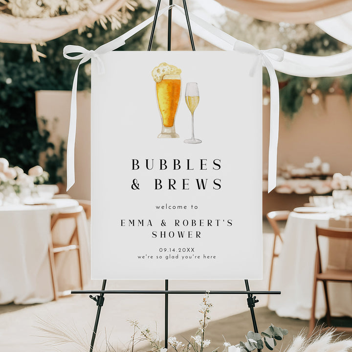 CHARLIE Modern Bubbles and Brews Couples Shower Welcome Sign