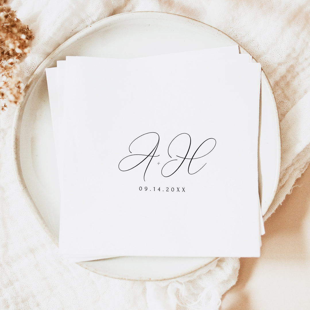 ASHER Minimalist Monogram Wedding Napkins