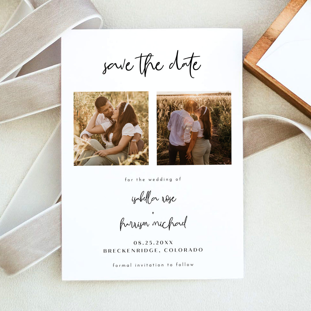 WILLOW Romantic Photo Save the Date Wedding Invitations