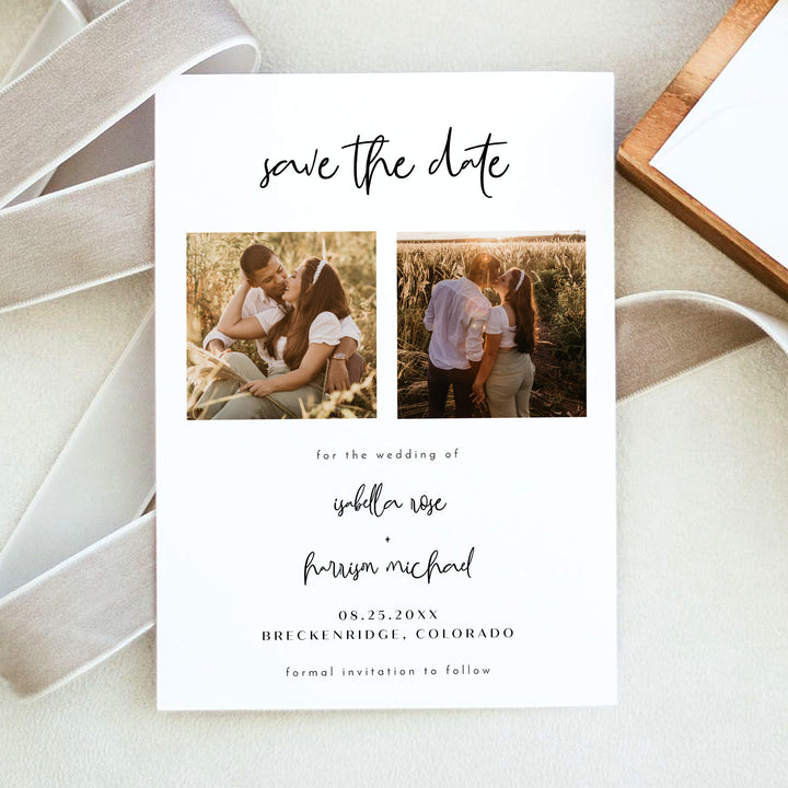 WILLOW Romantic Photo Save the Date Wedding Invitations