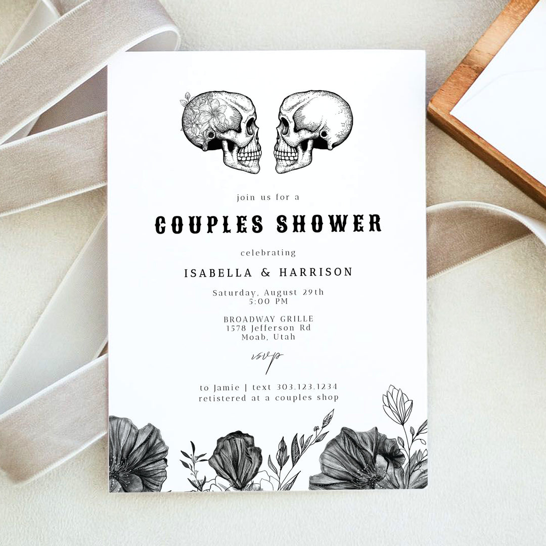 NOVA Gothic Halloween Floral Couples Shower Invitations