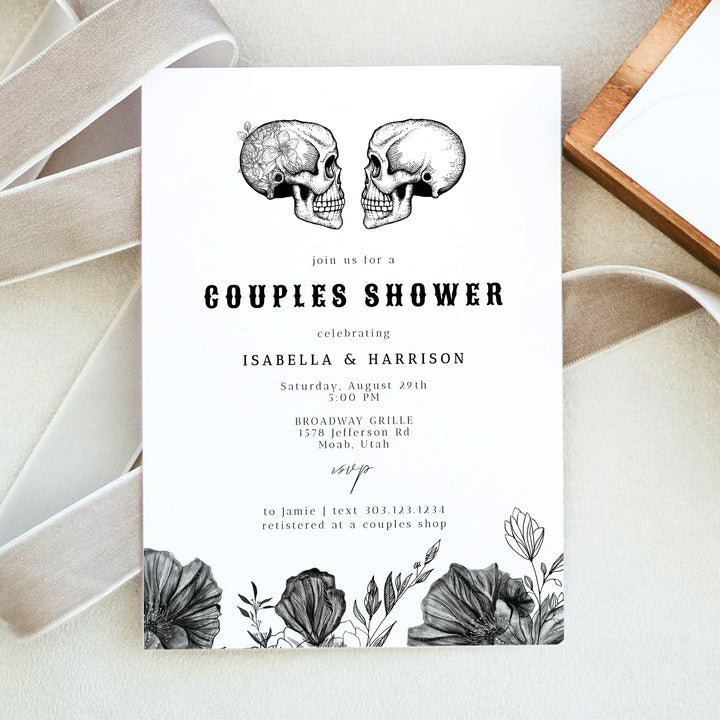 NOVA Gothic Halloween Floral Couples Shower Invitations