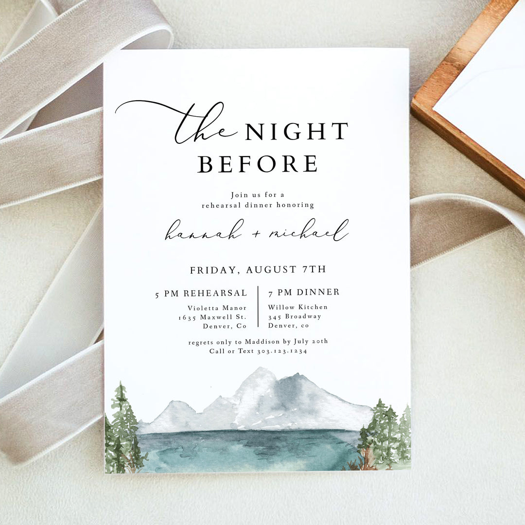 CLOVER Rustic The Night Before Wedding Rehearsal Dinner Invitation