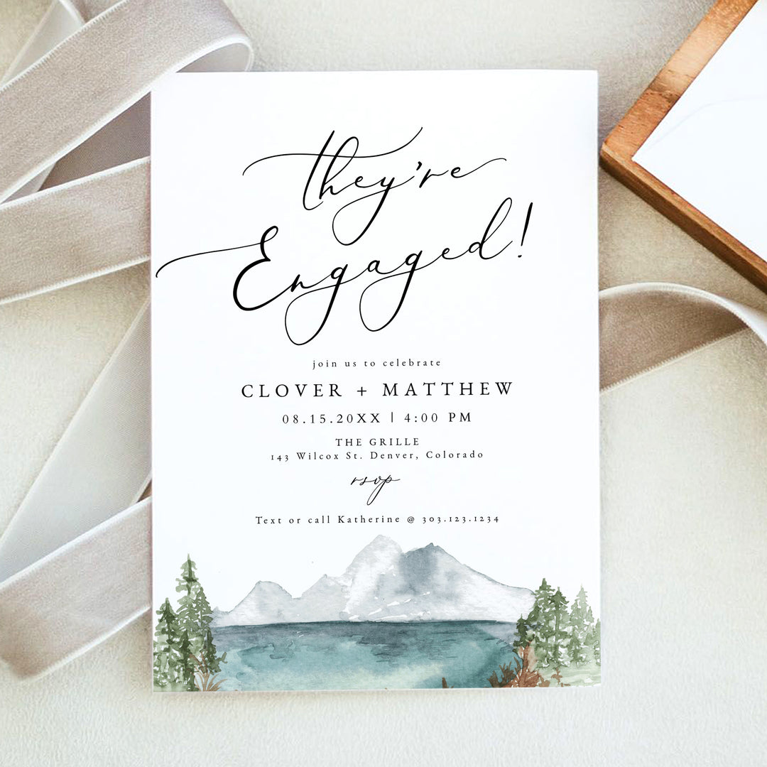 CLOVER They're Engaged Rustic Engagement Party Invitations