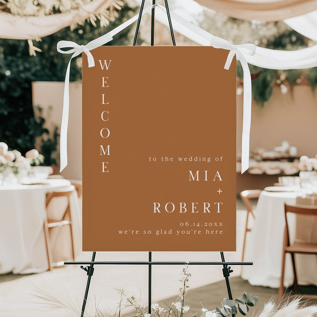MIA Personalized Burnt Orange Boho Wedding Welcome Sign