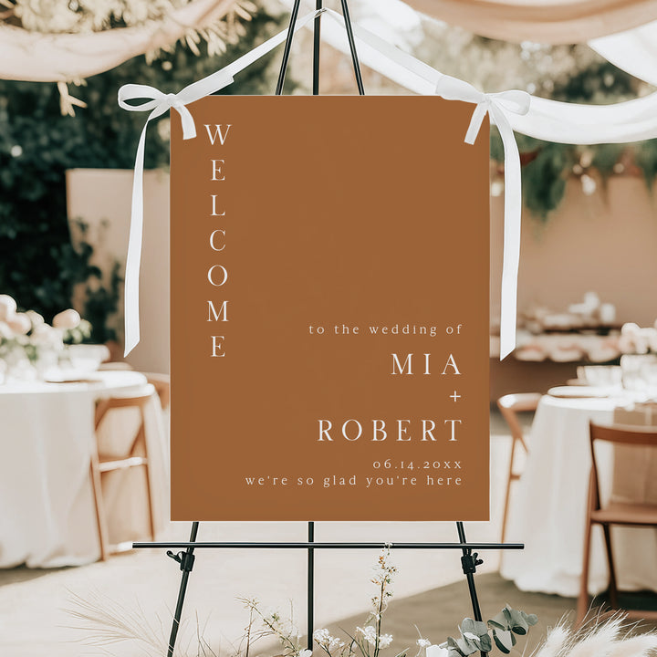 MIA Personalized Burnt Orange Boho Wedding Welcome Sign