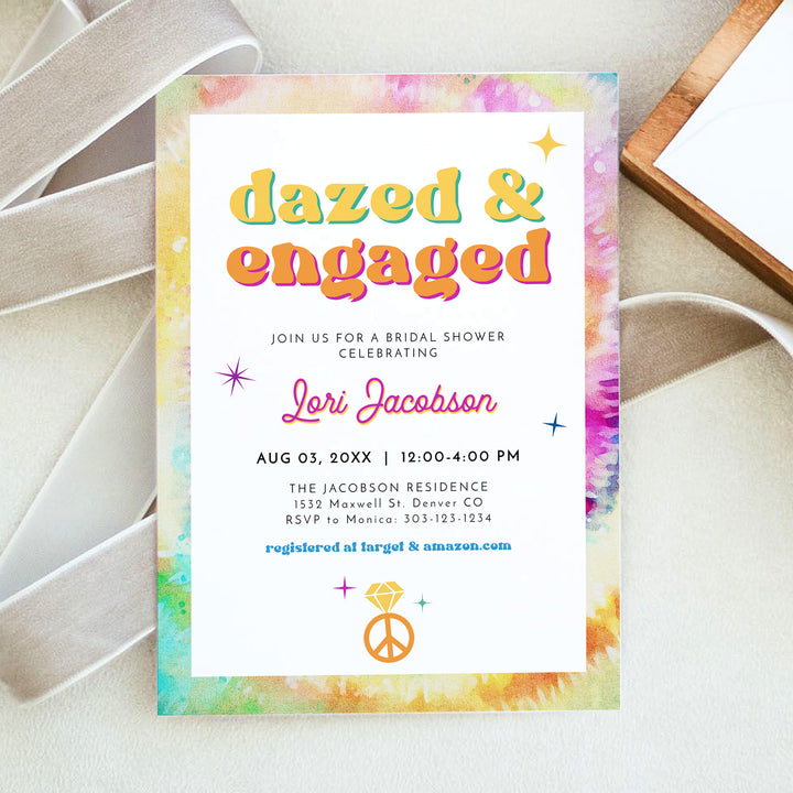 LORI Dazed and Engaged 70s Theme Retro Bridal Shower Brunch Invite