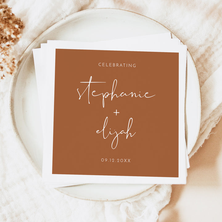 CORIANDER Personalized Rustic Terracotta Wedding Napkins