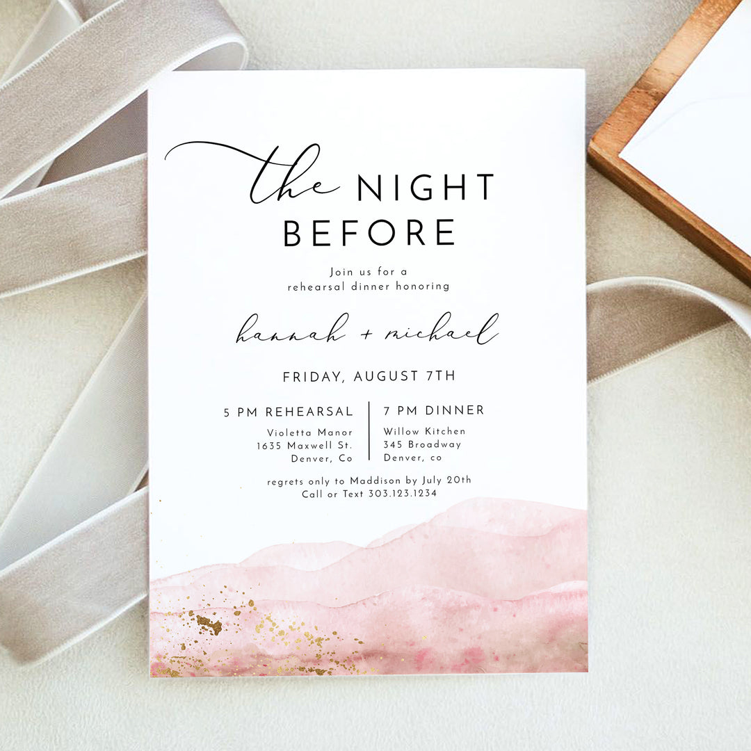 JULIEN The Night Before Modern Boho Rehearsal Dinner Invitation