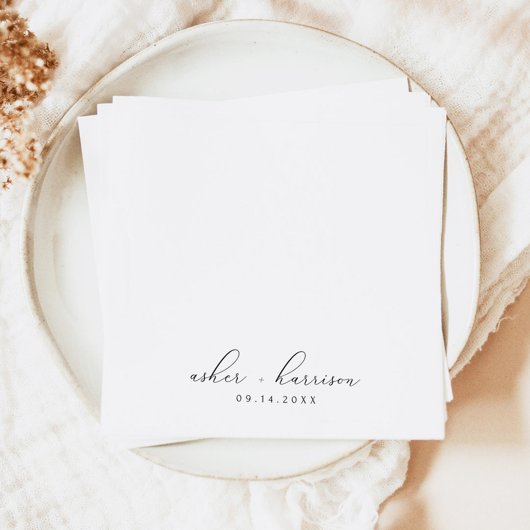 ASHER Personalized Classic Minimalist Wedding Napkins