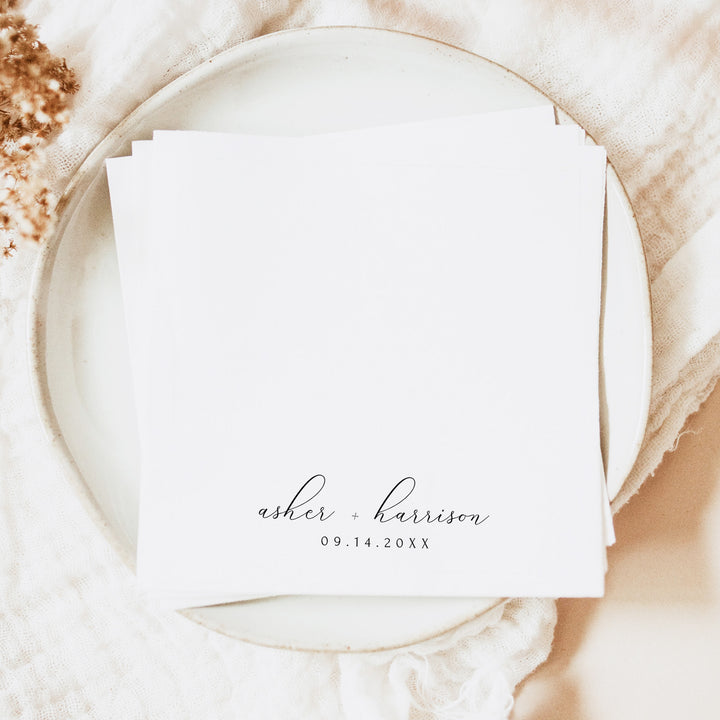 ASHER Personalized Classic Minimalist Wedding Napkins
