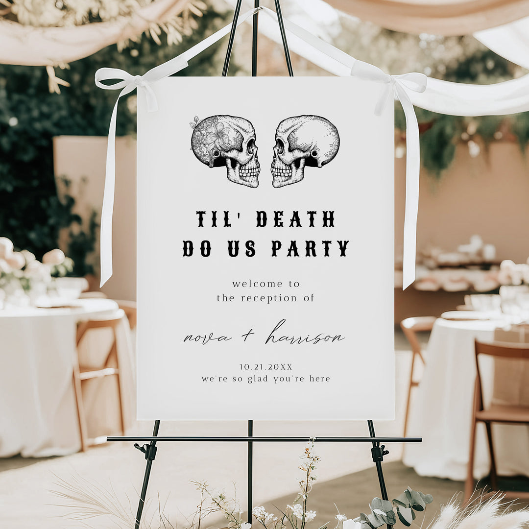 NOVA Til Death Do Us Party Halloween Elopement Reception Party Sign