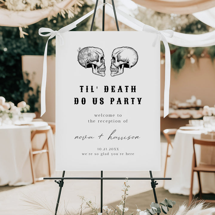 NOVA Til Death Do Us Party Halloween Elopement Reception Party Sign