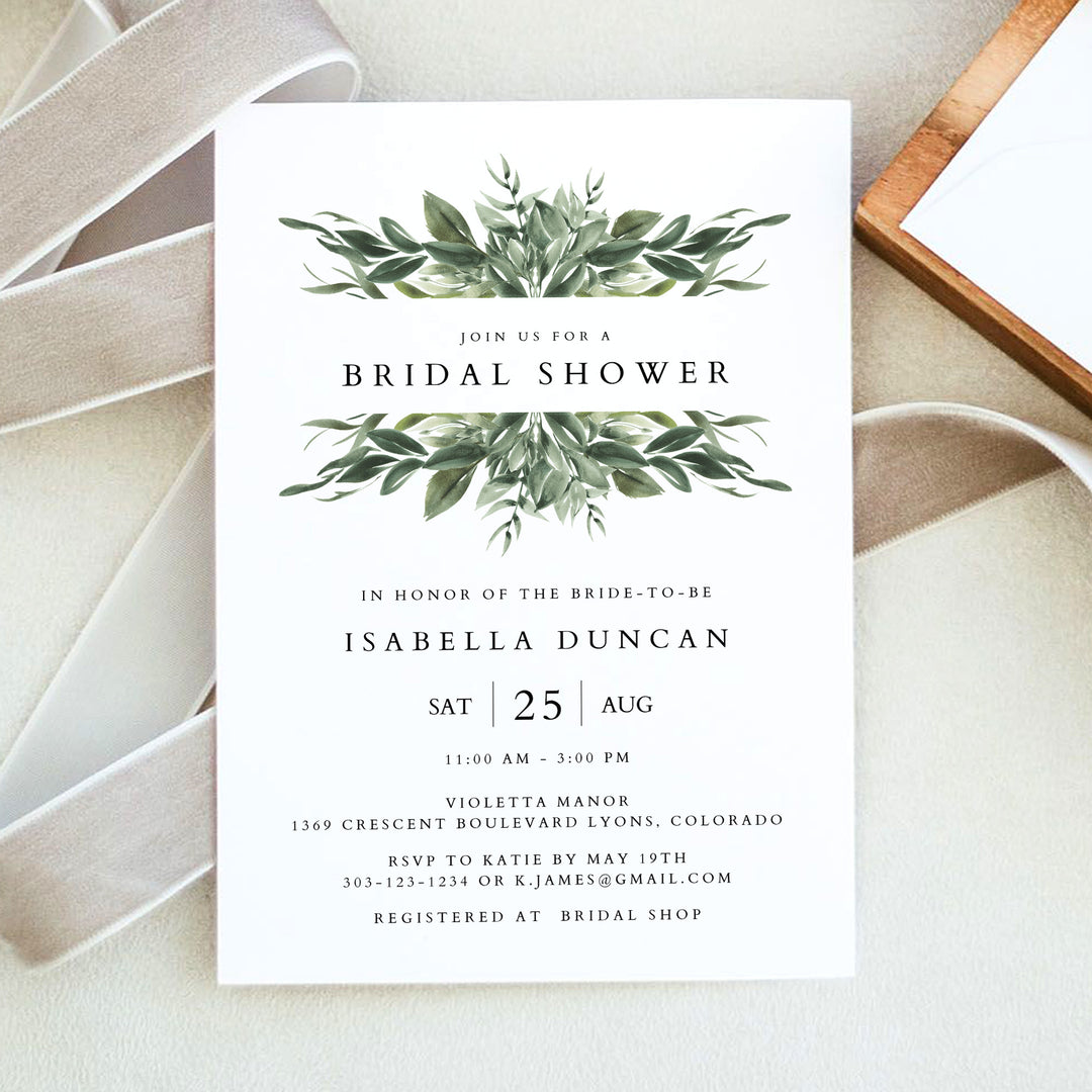 LANA Rustic Green Garden Bridal Shower Invitation with Photo